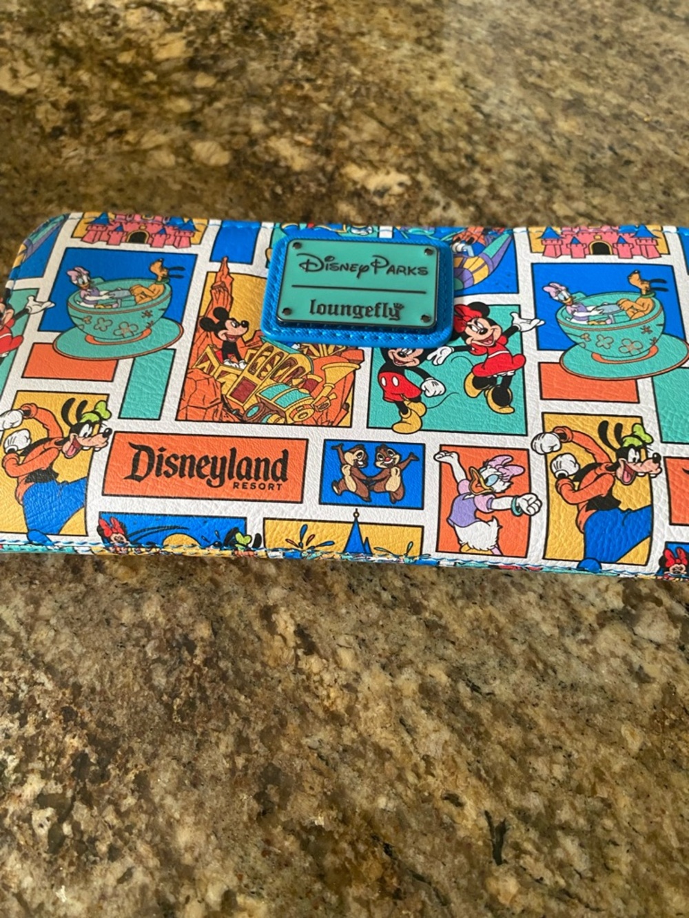 Loungefly Disney Parks Character Patchwork Wallet - Blue, Orange, Red, Green